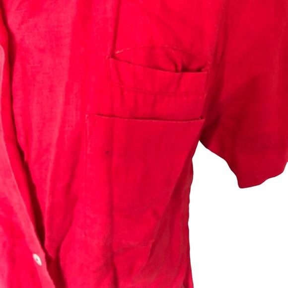 Autograph Red Linen Summer Button-down Shirt - Picture 6 of 6